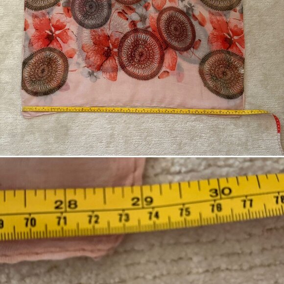 Floral Print Sheer Scarf Wrap Shawl Scarf Rectangle 71in x 29in - Picture 5 of 8